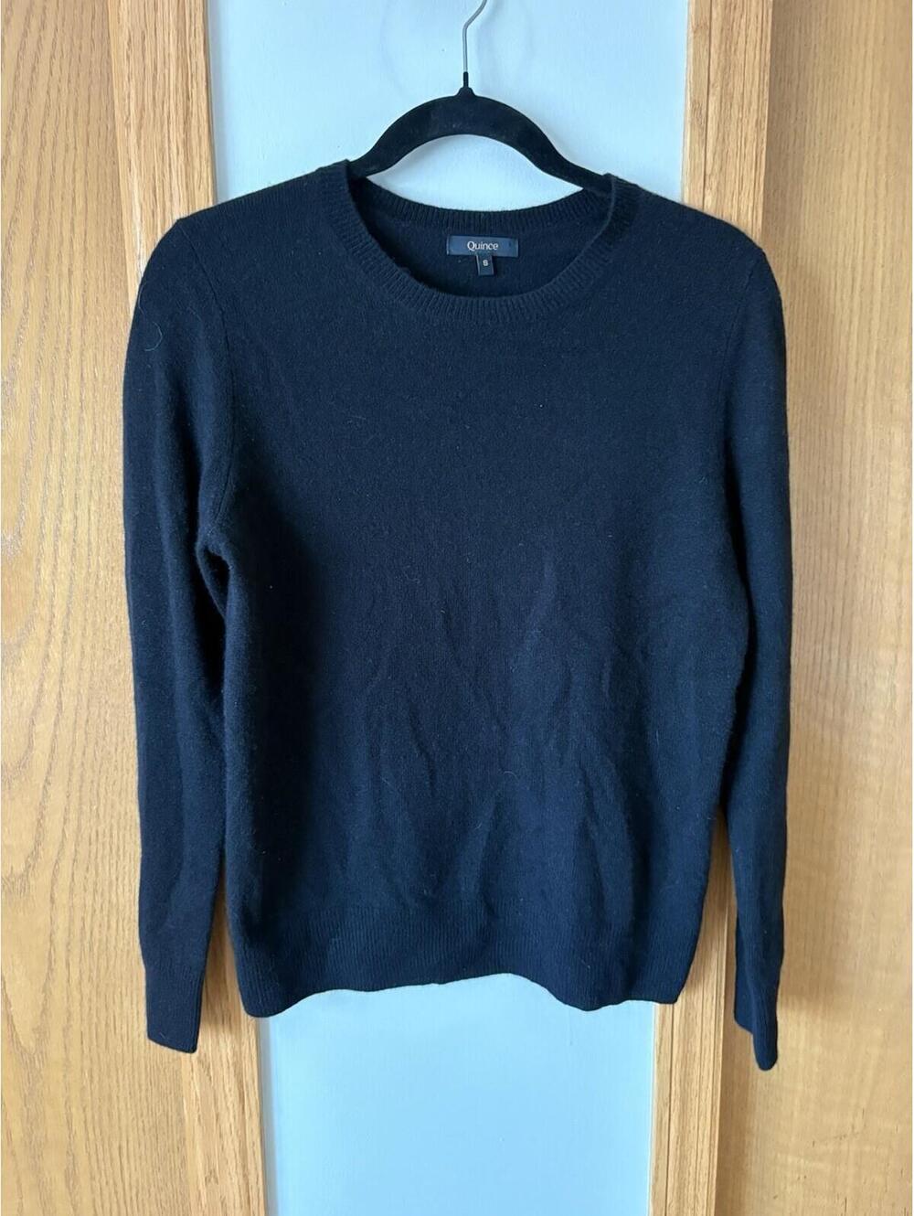Quince Women’s Cashmere Crewneck Pullover Sweater Black Sz Small
